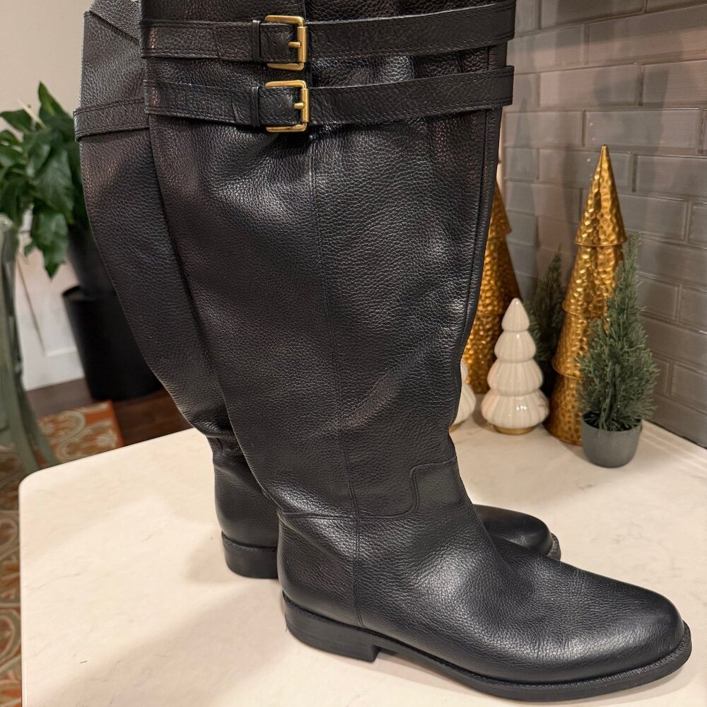 Like New Franco Sarto Women's Size 10M Black Leather Wide Calf Boots